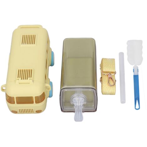 Gobelet à eau avec paille 500ml pour enfants, design anti-fuite, couvercle rabattable, couleur jaune et brosse de nettoyage incluse. (1/5)