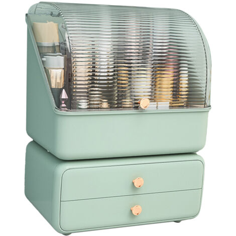 Boîte de Rangement Cosmétique de Bureau avec Tiroirs, Organisateur Maquillage Anti-Poussière Vert Clair pour Bijoux et Produits de Soin (1/5)