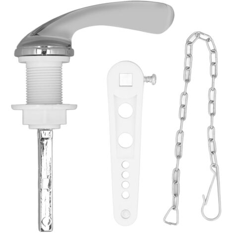 Poignée de toilette universelle en alliage de zinc et plastique, remplacement durable pour réservoir de chasse d'eau, finition électrolysée. (1/5)