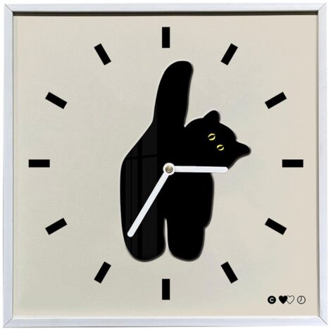 Horloge Murale Design Scandinave - Chat Mignon - Silencieuse - 30x30cm - Pour Cuisine, Salon, Chambre (1/5)