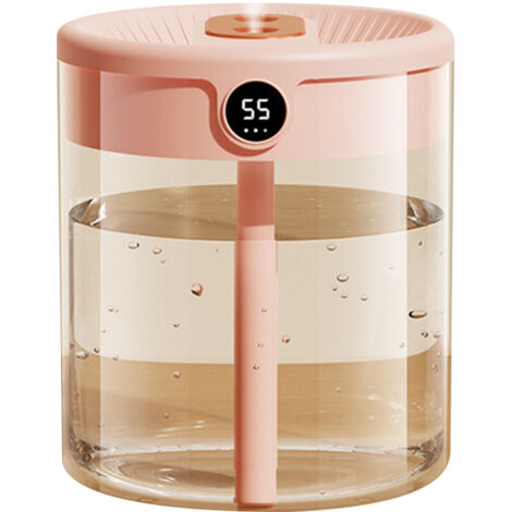 Humidificateur d'air USB 2L à double buse avec affichage LCD, diffuseur d'huiles essentielles grande capacité pour chambre et maison, rose (1/5)
