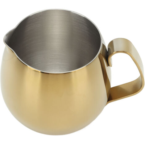 Pitcher à lait inox 300ml doré pour mousse à café, idéal cappuccino et latte art (1/5)