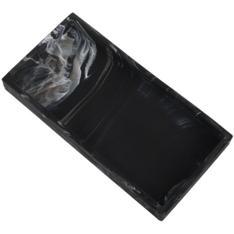Plateau distributeur de savon en silicone marbré noir pour lavabo de salle de bain, résistant aux chocs et élégant. (1/5)