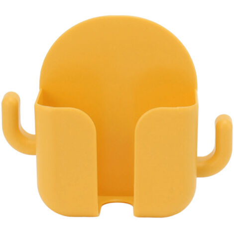 Support mural autocollant pour téléphone portable avec chargeur, idéal pour maison, bureau, chambre, couleur jaune (1/5)