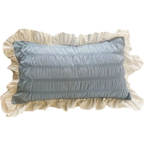 Housses d'oreiller uni bleues pour dortoir étudiant, taie 48x74 cm respirante et mignonne pour chambre (1/5)