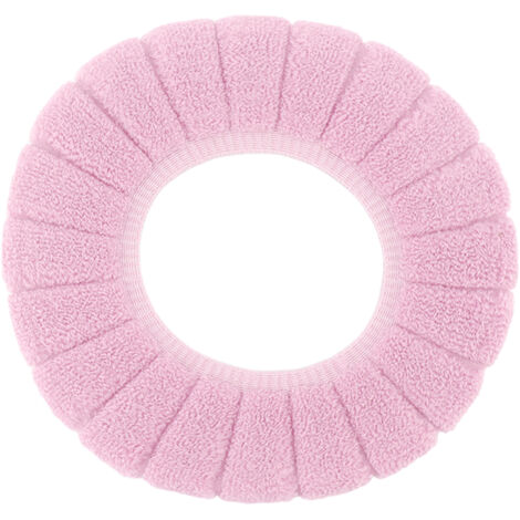 Housse de siège de toilette chaude et douce, lavable, antidérapante, réutilisable, rose (1/5)