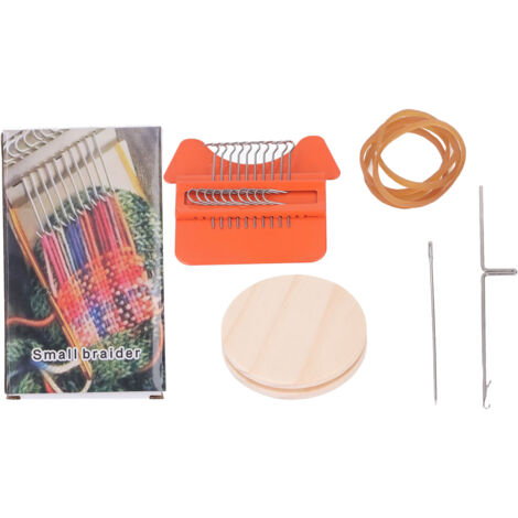 Machine à tisser miniature avec 10 crochets et planche en bois de 6,5 cm pour artisanat DIY - Loom compact pour tissage manuel à motifs triangles orange (1/5)
