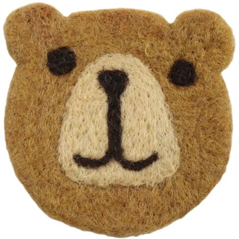 Dessous de verre en feutre de laine ours mignon antidérapant isolant pour café marron (1/5)