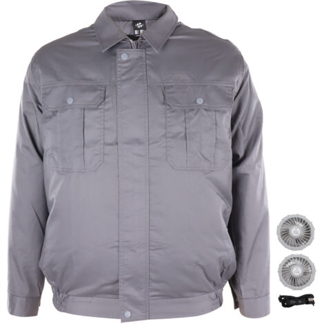 Veste ventilée avec ventilateurs intégrés pour travaux extérieurs, protection UV et dissipation thermique efficace, taille XXXL gris clair (1/5)