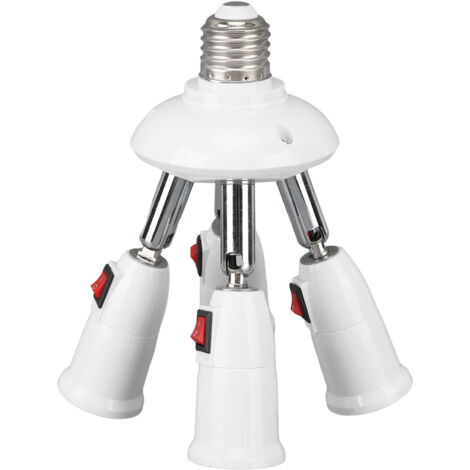 Douille Diviseur Lumière 4 en 1 avec Interrupteur, Résistante à la Chaleur, Rotation 360° et Pliage 180° pour Ampoules E26/E27, 85‑265V (1/5)