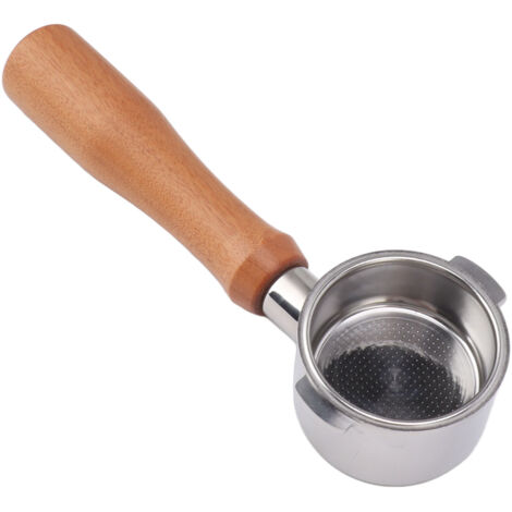 Portafilter Nu 51mm 2 Oreilles pour Machine à Café EC0310 Style E, Filtre Bottomless en Bois Rouge Acide (1/5)