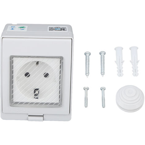 Prise Intelligente WiFi IP55 Etanche, Contrôle à Distance par APP pour Extérieur/Salle de Bain, 100-240V, 16A (Fiche Allemande)