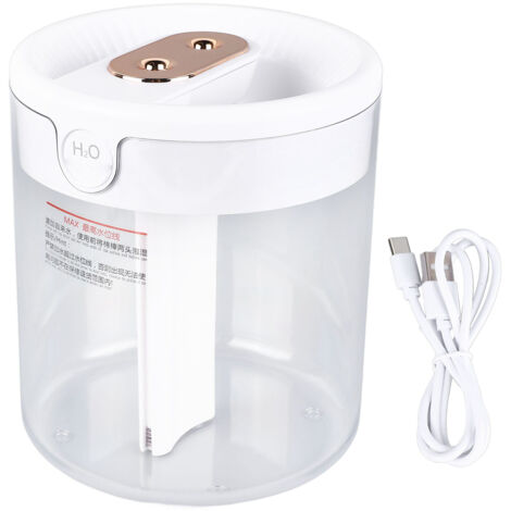 Humidificateur USB 2L Blanc Double Buse Grande Capacité Silencieux avec Veilleuse pour Chambre Bureau (1/5)