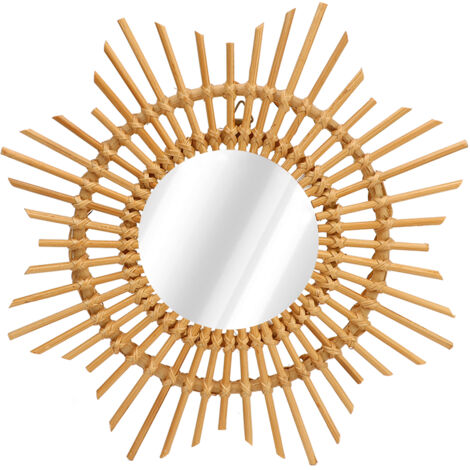 Miroir Étoile en Rotin Tressé à la Main - Décoration Murale Unique pour Salon, Chambre et Couloir (1/5)