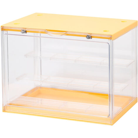 Boîte de présentation magnétique transparente pour figurines de collection, étui d'exposition stable pour poupées et personnages action jaune (1/5)