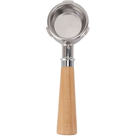 Portafilter Sans Fond 58mm 3 Oreilles en Acier Inoxydable avec Poignée en Bois Massif pour Machine à Café Barsetto Style A2 (1/5)