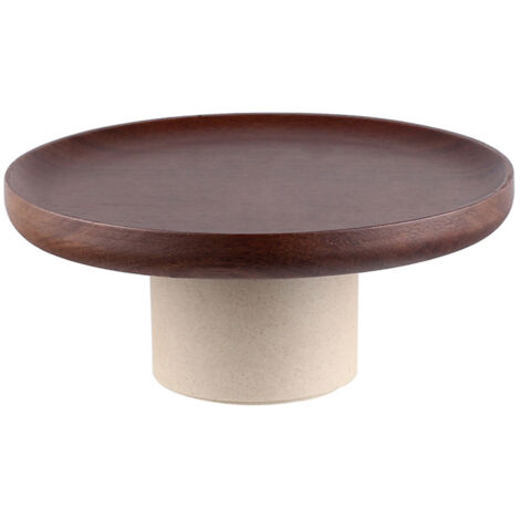 Assiette à Fruits Vintage en Céramique sur Pied - Plateau Bois pour Présentation de Gâteaux et Snacks - Décoration Salon (1/5)