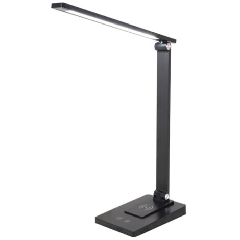 Lampe de Bureau LED Rechargeable USB, 3 Niveaux de Luminosité, Design Pliable pour Lecture et Soin des Yeux, Charge Sans Fil et Version Branchement