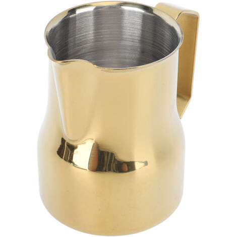Mousseur à Lait 350ml en Acier Inoxydable 304, Bec Pointu pour Café Crémeux, Pichet Doré (1/5)