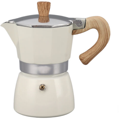 Cafetière Moka Octogonale en Aluminium, Portable et Classique - 6 Tasses - Idéale pour la Maison et le Camping - Blanc (1/5)