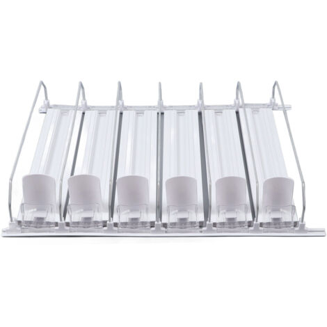 Organisateur de Canettes Réfrigérateur, Distributeur Automatique de Boissons Glissant en ABS Blanc, Ajustable 12oz 16oz 20oz pour Soda et Boissons, 31cm