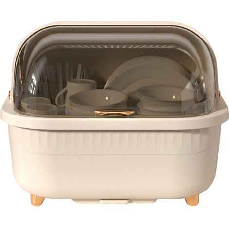 Boîte de Séchage de Vaisselle Multifonction avec Couvercle, Gain de Place pour Cuisine, Accessoire de Rangement Étanche Abricot (1/5)