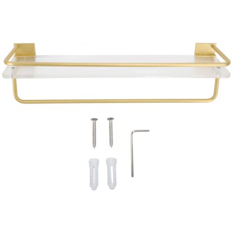 Étagère Murale Salle de Bain 40cm Étagère Flottante Aluminium et Acrylique Doré Anti-Rouille Installation Sans Perçage (1/5)
