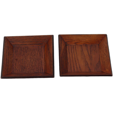 2 Pièces Plateau Dessert Carré en Bois Style Japonais, Grand Format 10x10cm pour Gâteaux et Snacks (1/5)