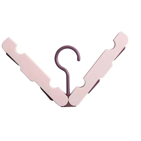 Portant vêtements pliable anti-dérapant avec pinces, multifonction pour voyage maison dortoir rose (1/5)