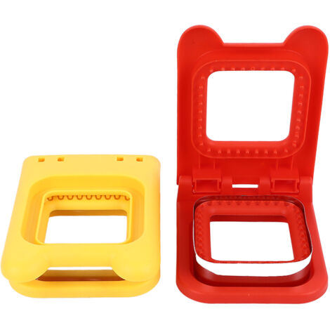 2 Pièces Emporte-Pièces Sandwich Carrés Rouge et Jaune Acier Inoxydable Set de Découpe pour Sandwich Moule à Sandwich (1/5)