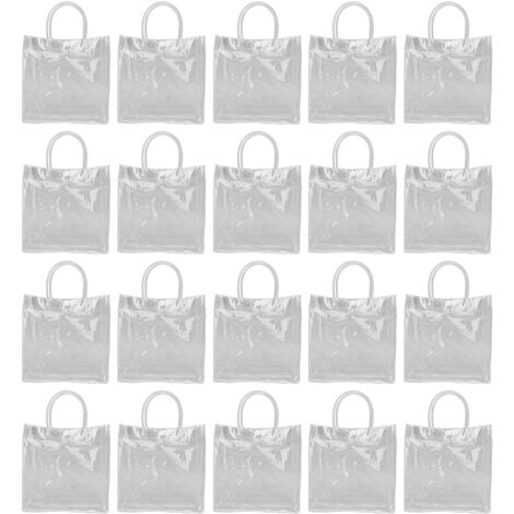 20 sacs cadeaux transparents PVC 20x20x8 cm, grands sacs polyvalents pour fleurs, bonbons et cadeaux, emballage pratique et réutilisable