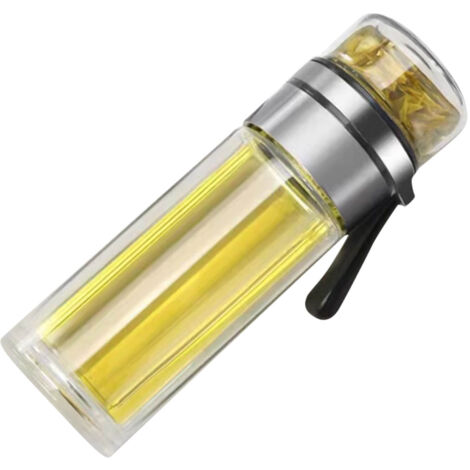 Bouteille de Thé en Verre Transparent Portable avec Séparation Infuseur Inox (1/5)