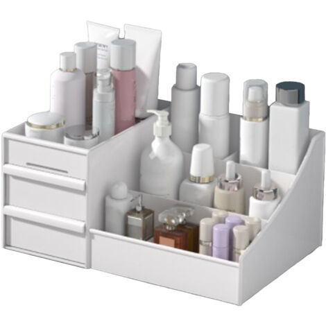 Organisateur de Maquillage Grand Capacité avec Tiroirs pour Cosmétiques, Soins de Peau et Vernis à Ongles Blanc (1/5)
