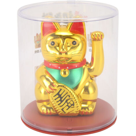 Chat Solaire Porte-Bonheur 4in avec Bras Mouvant - Chat Feng Shui Énergie Solaire - Décoration Maison Dorée MLY23056 (1/5)