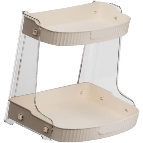Organisateur de Maquillage en PET Grande Capacité, Étagère Double Couche pour Produits Cosmétiques et Bijoux, Rangement Salle de Bain et Vanité (1/5)
