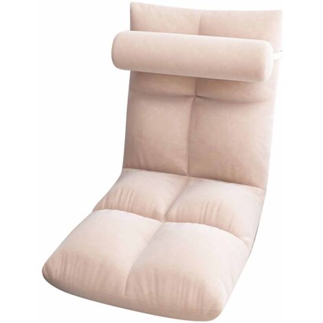 Chaise de sol pliante avec dossier - Canapé lit méditation pour adultes rose - Fauteuil relax gaming (1/5)