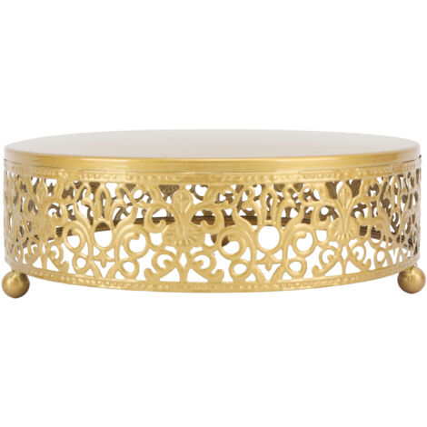 Socle à gâteau rond en métal pour anniversaire, mariage et fêtes (1/5)