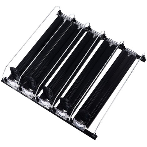 Organisateur de boissons pour réfrigérateur avec tige à ressort réglable, distributeur de canettes de soda et bière, 38 cm noir