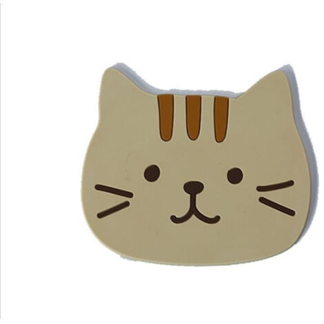 Sous-verres en silicone pour chats, antidérapants et imperméables, idéaux pour la décoration de cuisine et salon, couleur jaune vif (1/5)