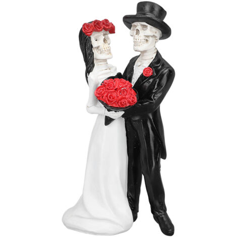 Statue de Squelette Mariés Romantique - Figurine Résine pour Mariage, Halloween et Jour des Morts - Couple Dansant Décoratif (1/5)