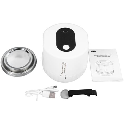 Kit de scelleuse sous vide pour bocaux, rechargeable USB, automatique, idéal pour conservation alimentaire et fermentation, blanc. (1/5)