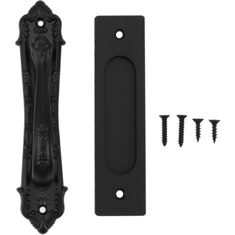 Poignée de porte coulissante en alliage d'aluminium noir, double face pour armoire et portail, sans perçage. (1/5)