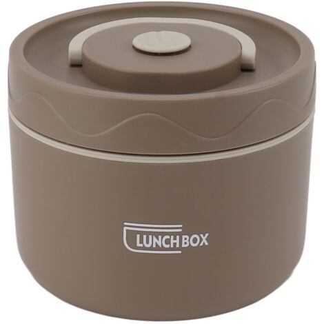 Boîte Bento Ronde Isotherme 550ml en Acier Inoxydable 2 Étages, Empilable et Étanche pour Four Micro-ondes, Couleur Café Foncé (1/5)
