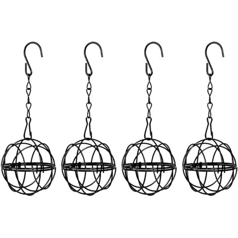 4 Boules de Graisse pour Oiseaux avec Crochets en Métal - Distributeur de Nourriture pour Oiseaux Extérieur Jardin (1/5)