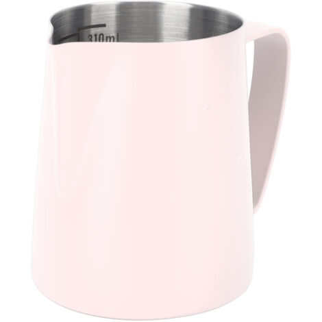 Pitcher à lait 310ml en acier inoxydable 304, bec pointu pour mousseur à café, échelle intérieure, rose (1/5)