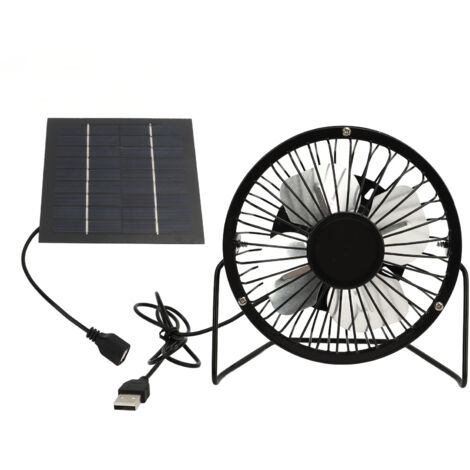 Ventilateur Solaire 5W USB avec Panneau Orientable à 360° pour Serre, Poulailler ou Chenil Extérieur