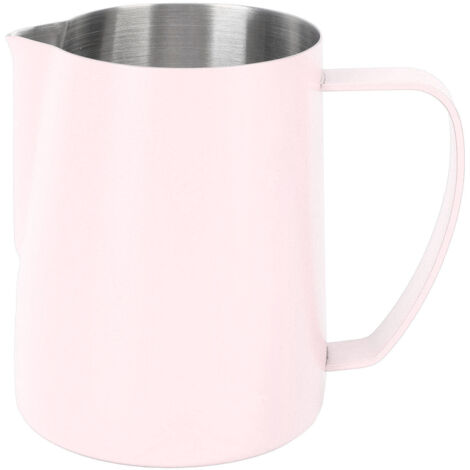 Pichet à lait inoxydable 304 de 480 ml avec bec verseur et échelle intérieure pour mousse à lait et latte art, rose (1/5)