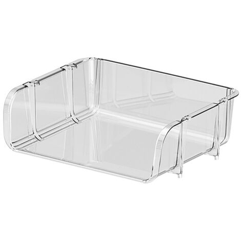 Organisateur de bureau transparent empilable pour fournitures, étagère de rangement 26,5x20,2x8 cm (1/5)