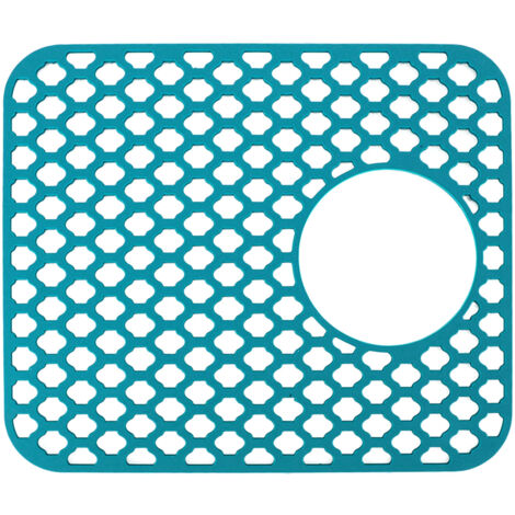 Tapis de protection pour évier en silicone antidérapant avec trou d'évacuation, facile d'entretien et résistant aux rayures, idéal pour la cuisine. (1/5)