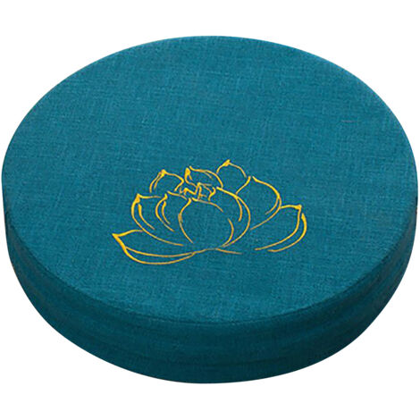 Coussin de Méditation Rond en Mousse Ferme, Housse Détachable Lavable en Coton Lin, Coussin de Sol Confortable pour Salon ou Balcon, Bleu Lac
